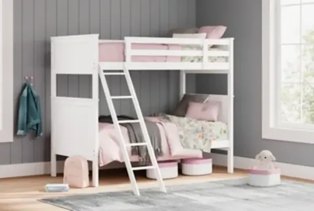 Nextonfort Twin Over Twin Bunk Bed in White