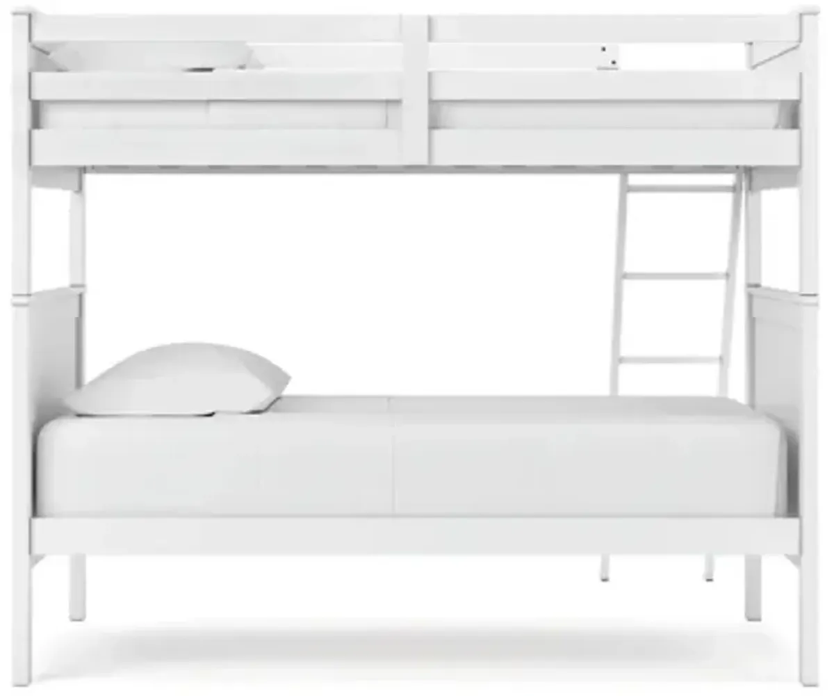 Nextonfort Twin Over Twin Bunk Bed in White