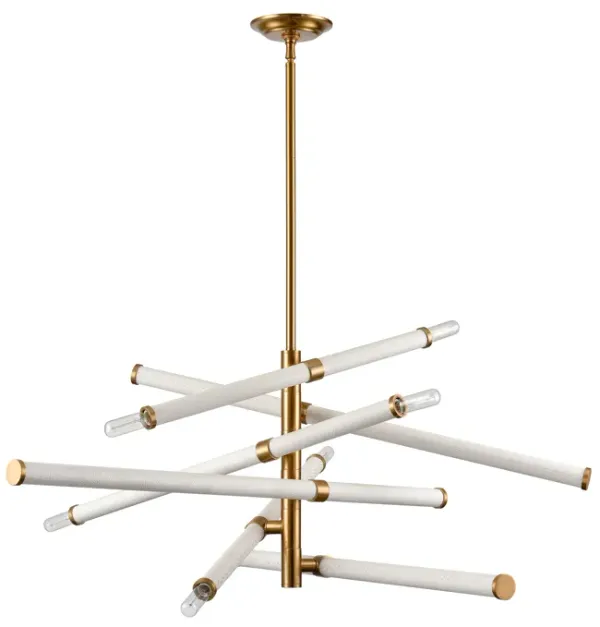 Crosspiece 39'' Wide 6-Light White Chandelier