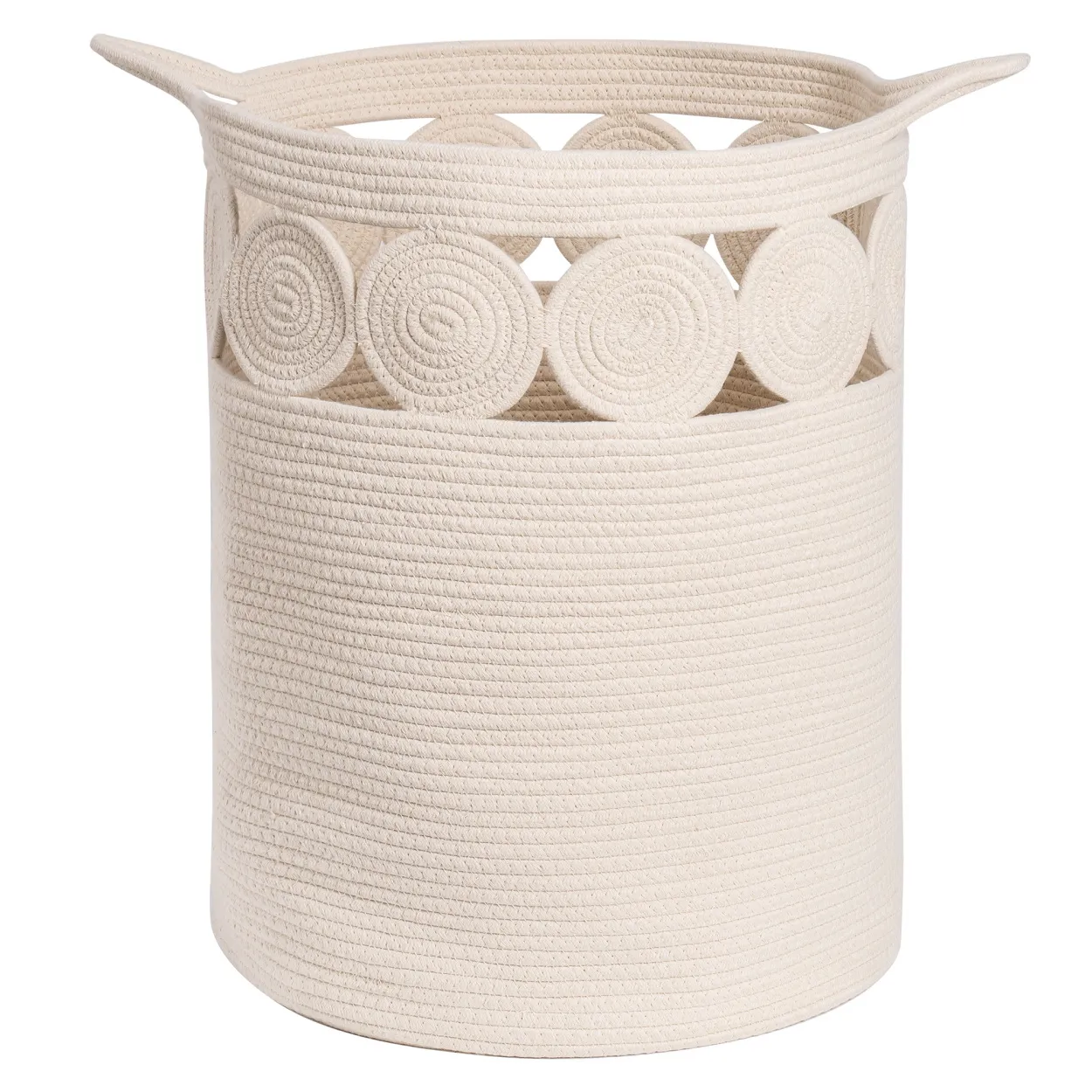 Bohemian Style Cotton Rope Storage Basket For Bedroom, Bathroom And Children's Room(Beige)