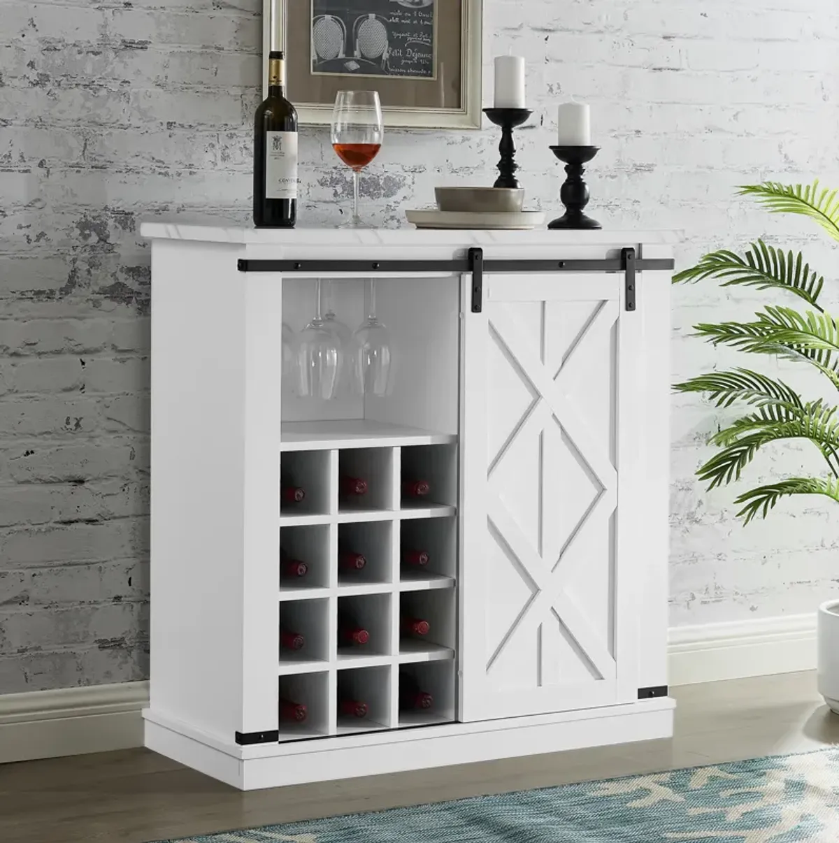 FESTIVO Rustic Wine Bar Cabinet: Space-Saving Storage Solution