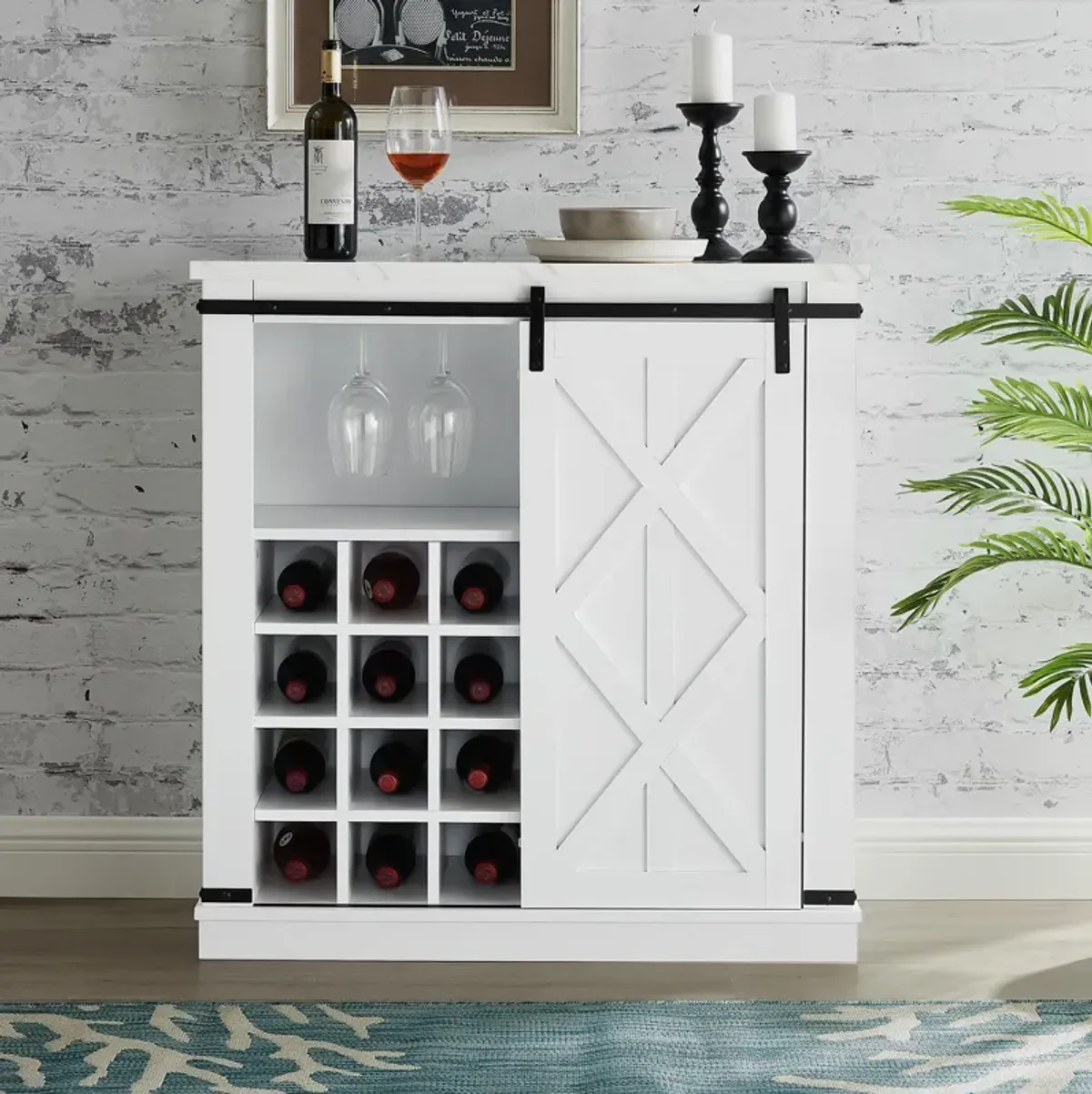 FESTIVO Rustic Wine Bar Cabinet: Space-Saving Storage Solution