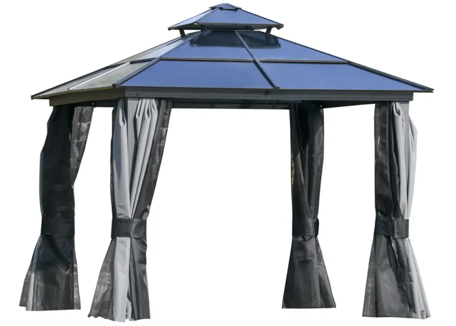 Gray Patio Sanctuary: 10'x10' Hardtop Gazebo with Aluminum Frame