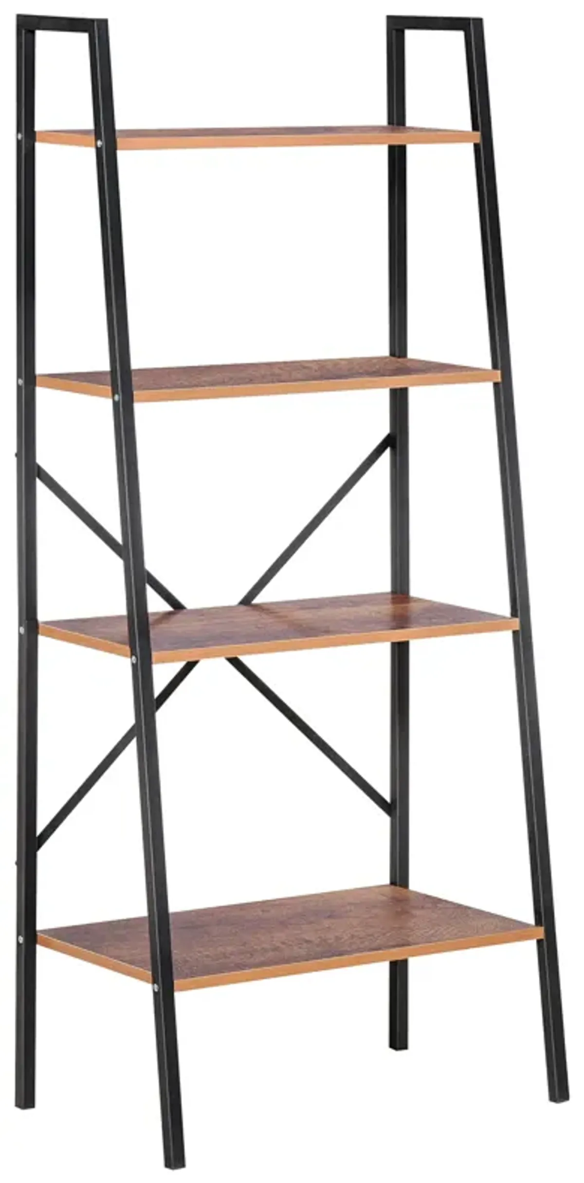 Wooden Metal 4 Tier Vintage Rustic Industrial Ladder Style Bookcase Shelf