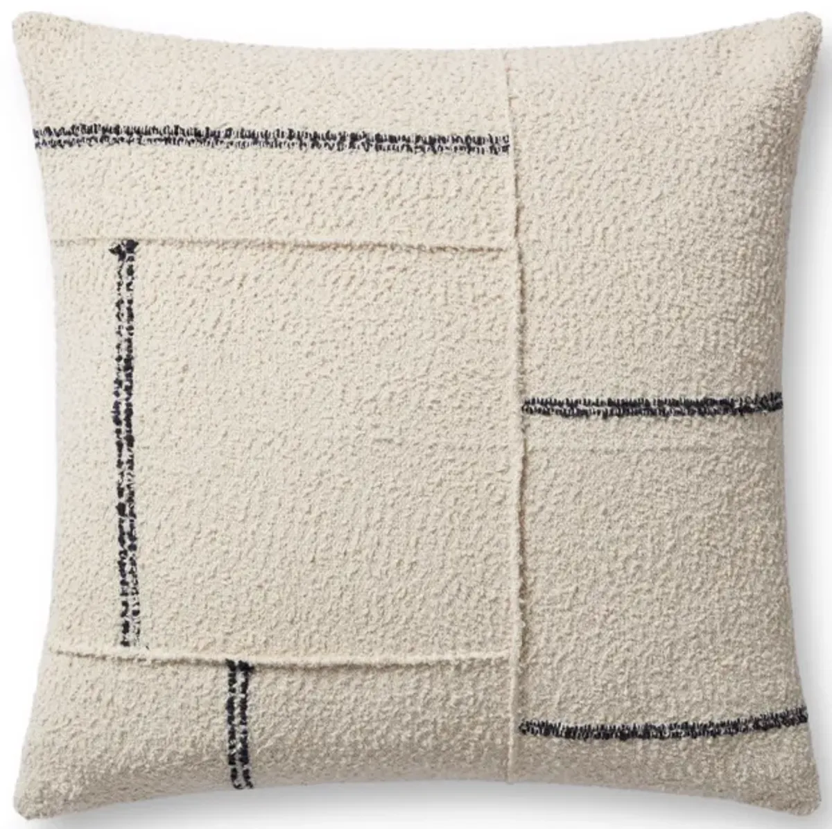 Susanna PMH0059 Ivory/Charcoal 22''x22'' Down Pillow by Magnolia Home by Joanna Gaines x Loloi