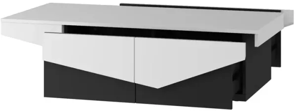47.2 in. Length White and Black Rectangle Wooden Coffee Table, End Table with 4-Designed Drawers