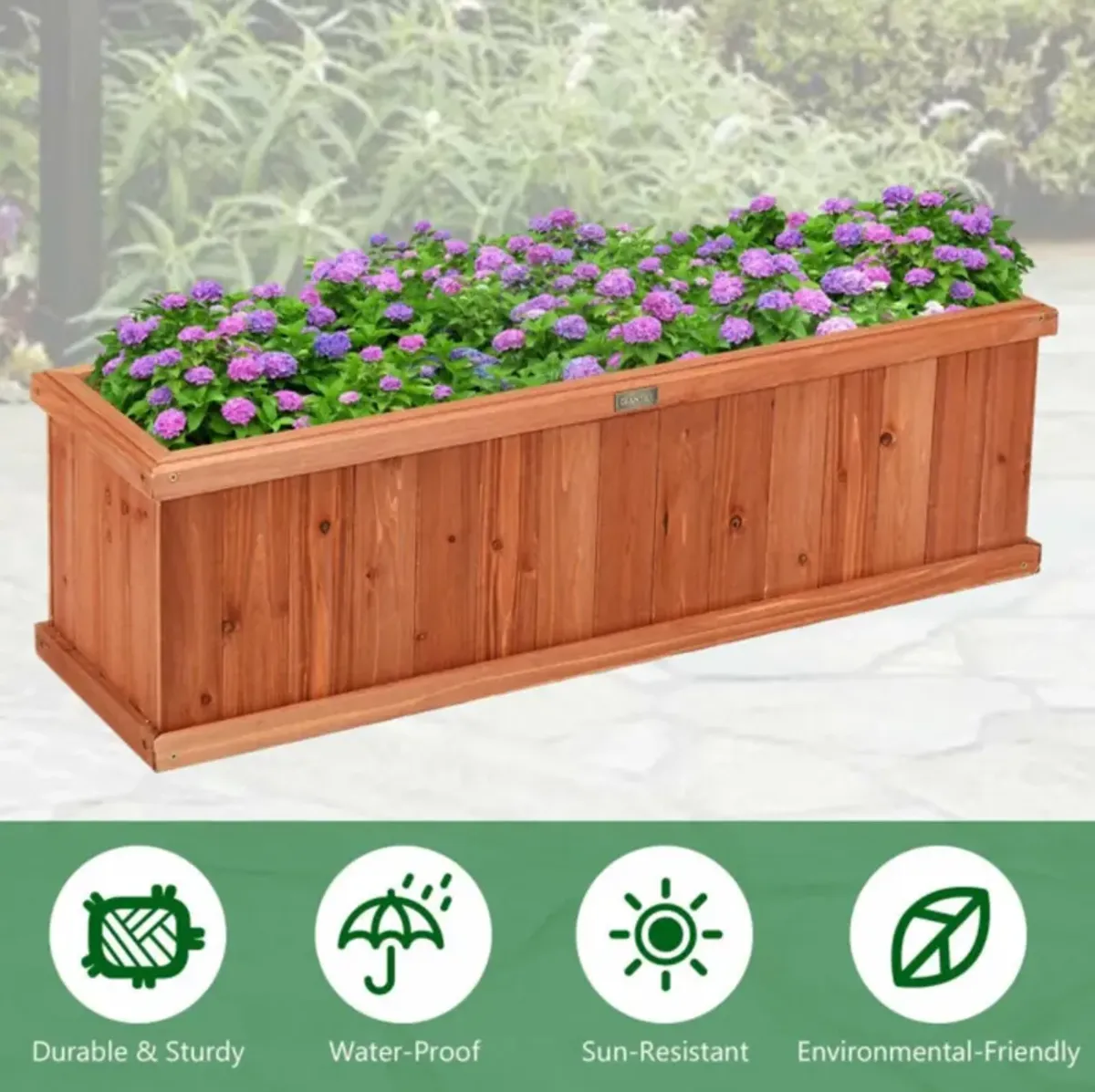 Hivvago Wooden Decorative Planter Box for Garden Yard and Window