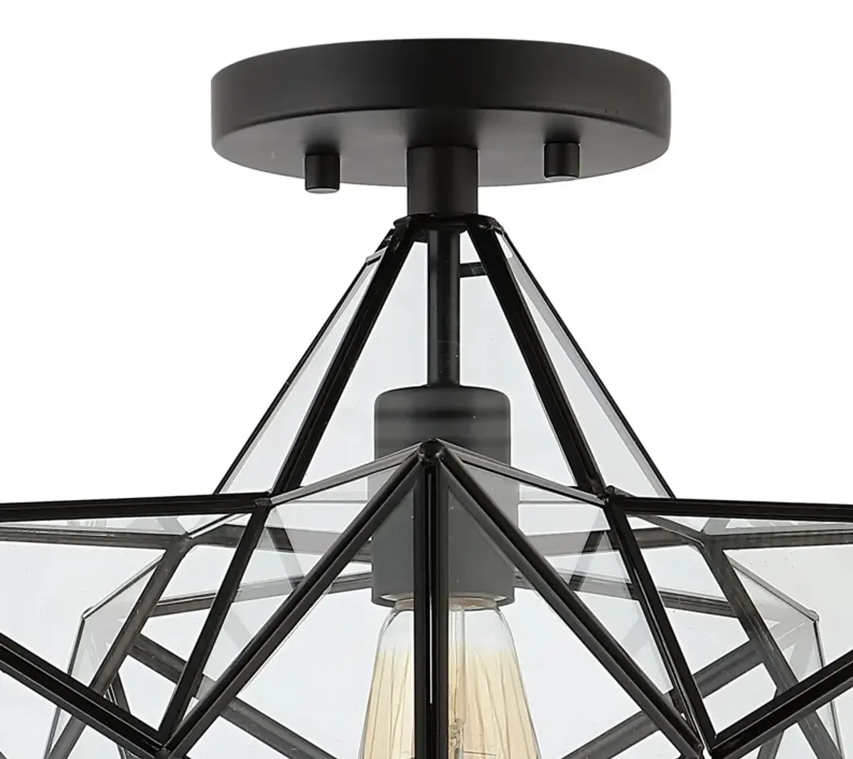 Ava 1-Light Farmhouse Bohemian Iron/Glass LED Semi Flush Mount