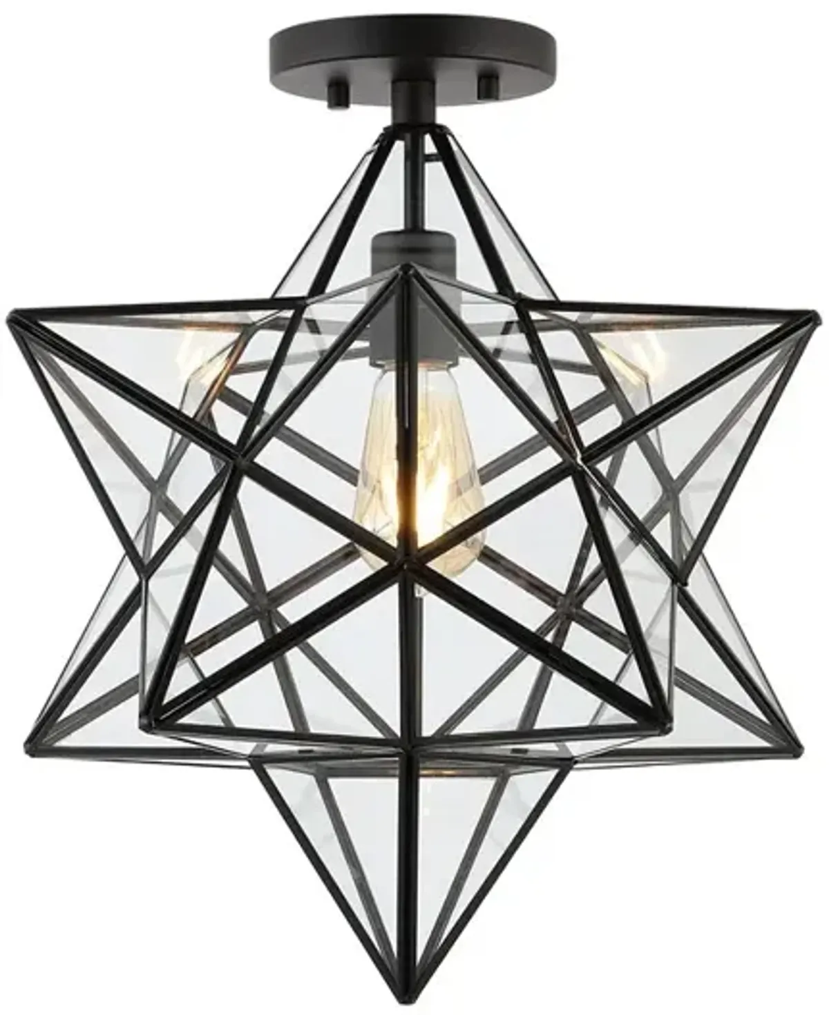 Ava 1-Light Farmhouse Bohemian Iron/Glass LED Semi Flush Mount