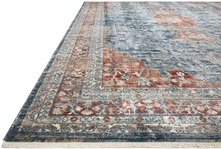 Elise ELI05 Navy/Red 6'7" x 9'9" Rug