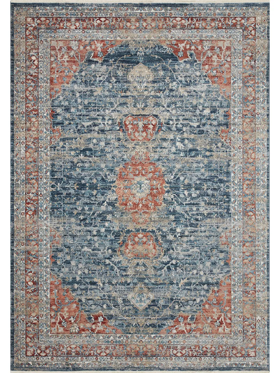 Elise ELI05 Navy/Red 6'7" x 9'9" Rug