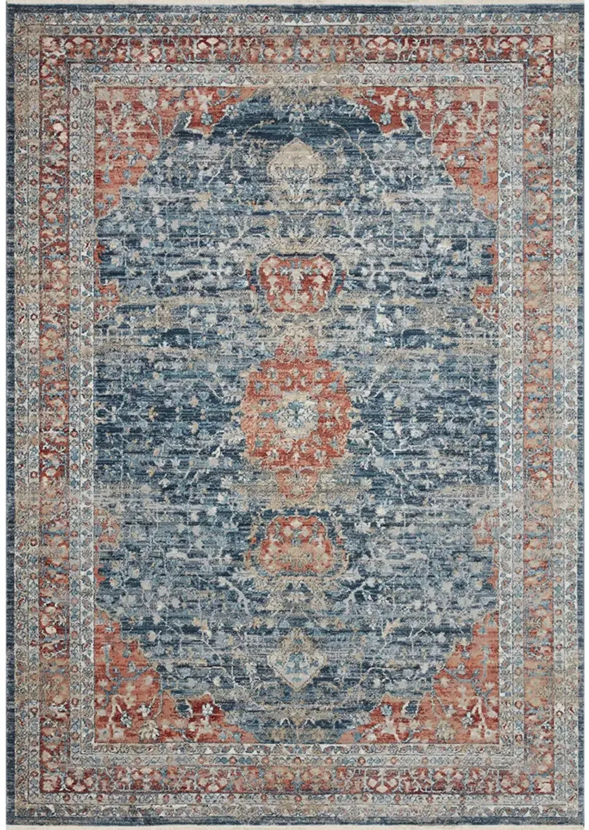 Elise ELI05 Navy/Red 6'7" x 9'9" Rug