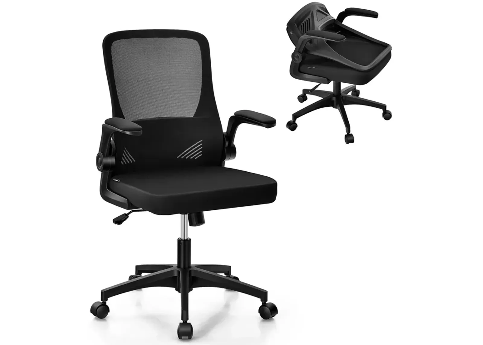 Costway Mesh Office Chair Swivel Computer Desk Chair w/Foldable Backrest & Flip-Up Arms