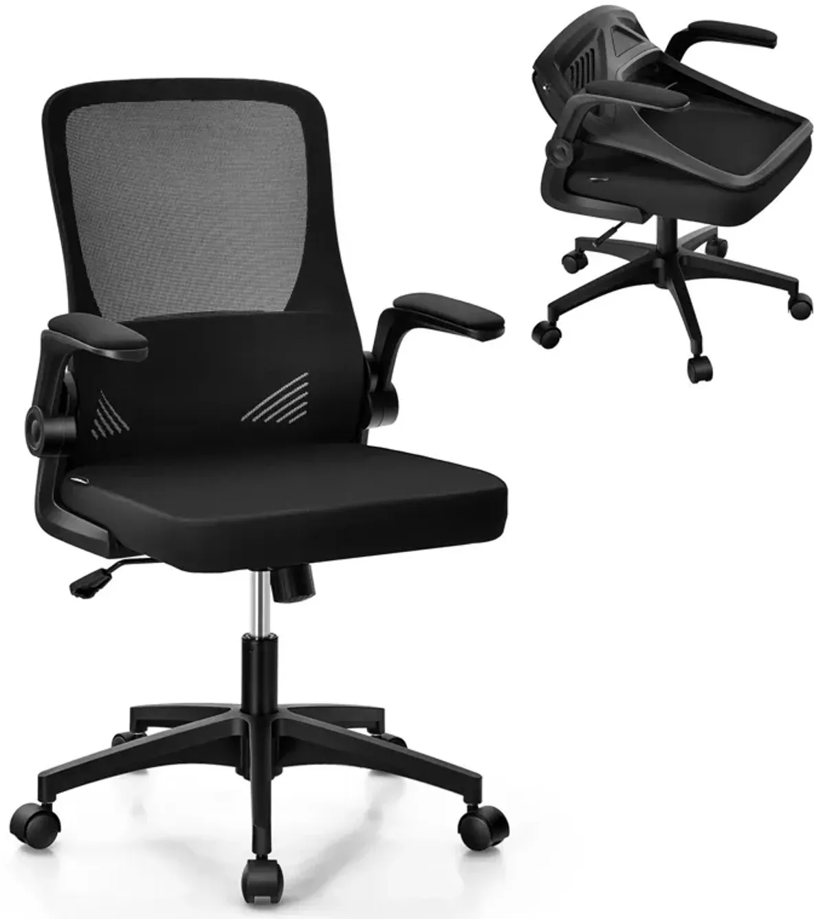 Costway Mesh Office Chair Swivel Computer Desk Chair w/Foldable Backrest & Flip-Up Arms