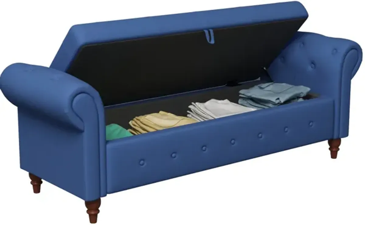 Bed Bench Navy Blue Fabric