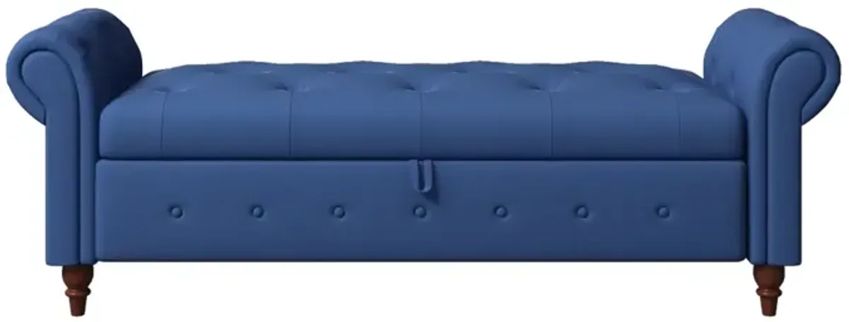 Bed Bench Navy Blue Fabric