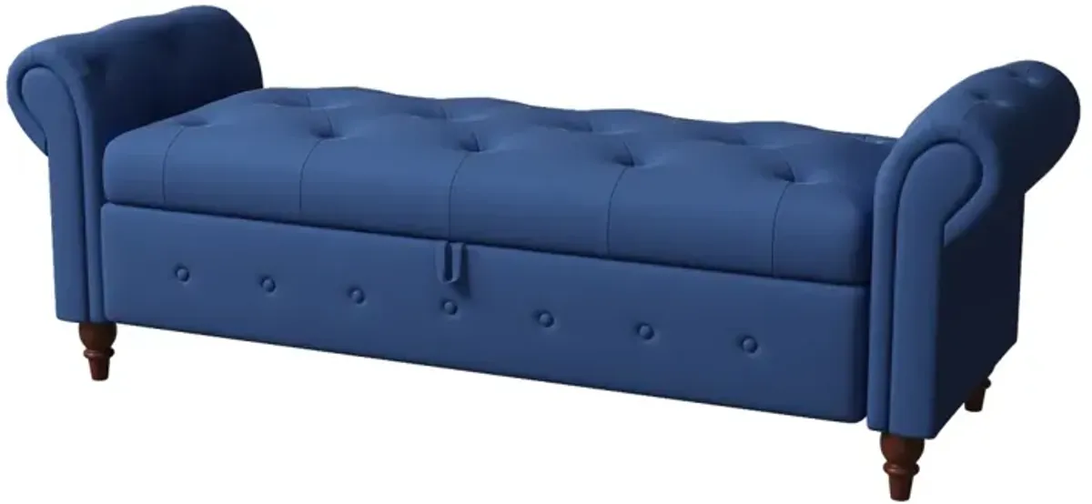 Bed Bench Navy Blue Fabric