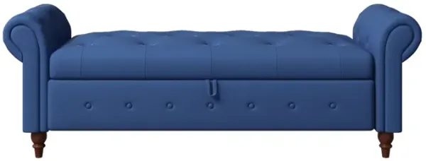 Bed Bench Navy Blue Fabric