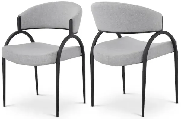 Meridian Furniture Privet Grey Linen Textured Fabric Dining Chair, Set of 2