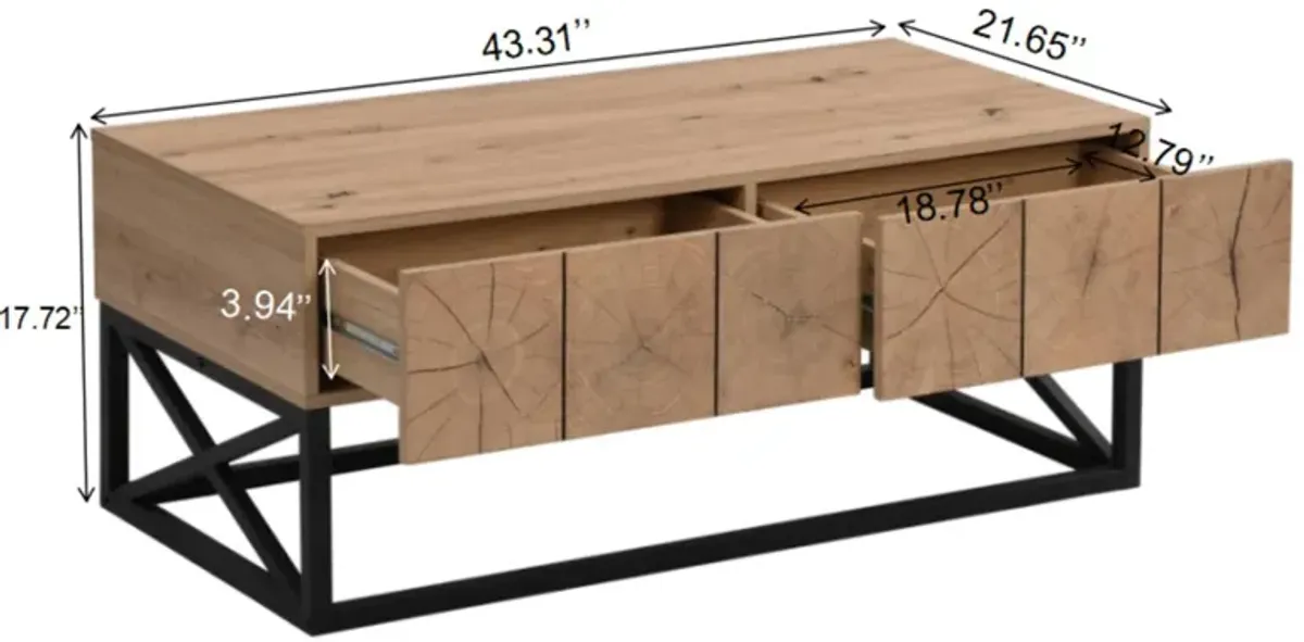 Hivvago 43.31''  Table with Two Drawers for Living Room