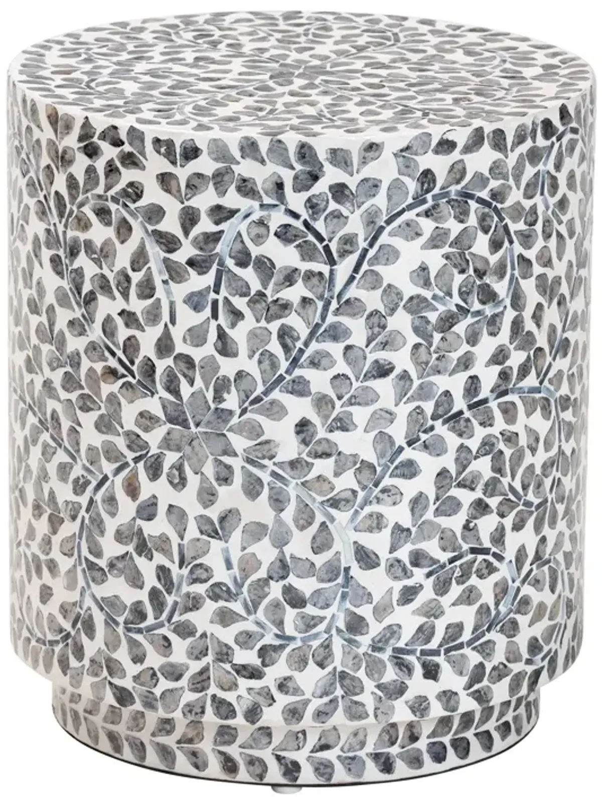 bali & pari Marilla Coastal Black and White Mother of Pearl Capiz Shell Ottoman Footstool