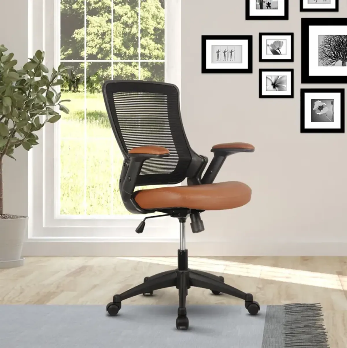 Mid-Back Mesh Task Office Chair With Height Adjustable Arms