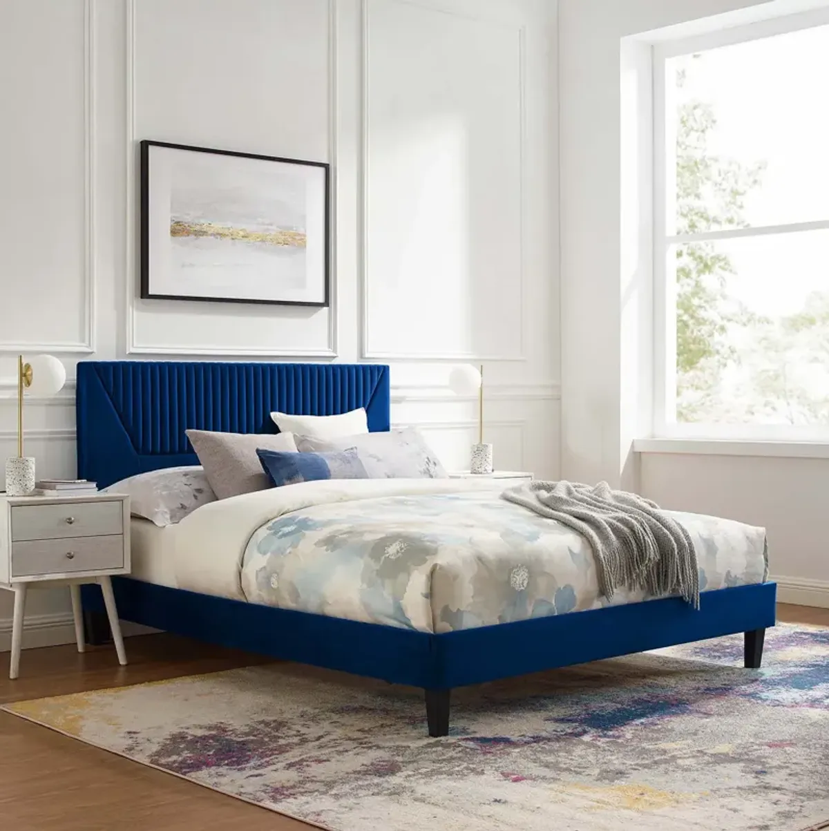 Modway - Yasmine Channel Tufted Performance Velvet King Platform Bed