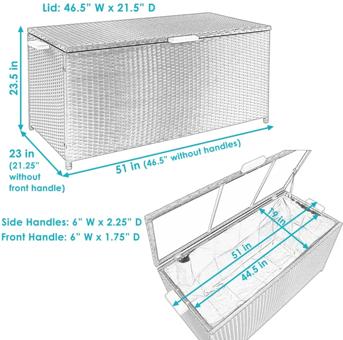 Sunnydaze Resin Wicker Indoor/Outdoor Storage Deck Box with Handles