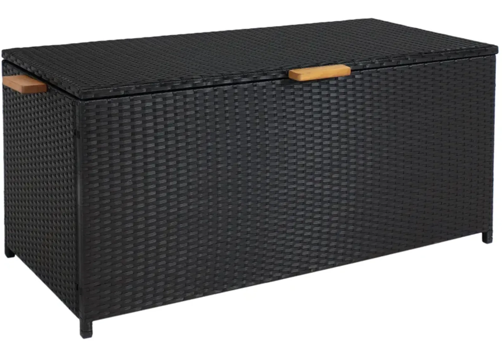 Sunnydaze Resin Wicker Indoor/Outdoor Storage Deck Box with Handles