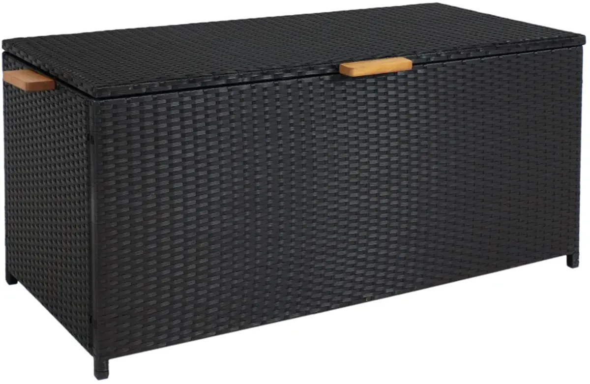 Sunnydaze Resin Wicker Indoor/Outdoor Storage Deck Box with Handles