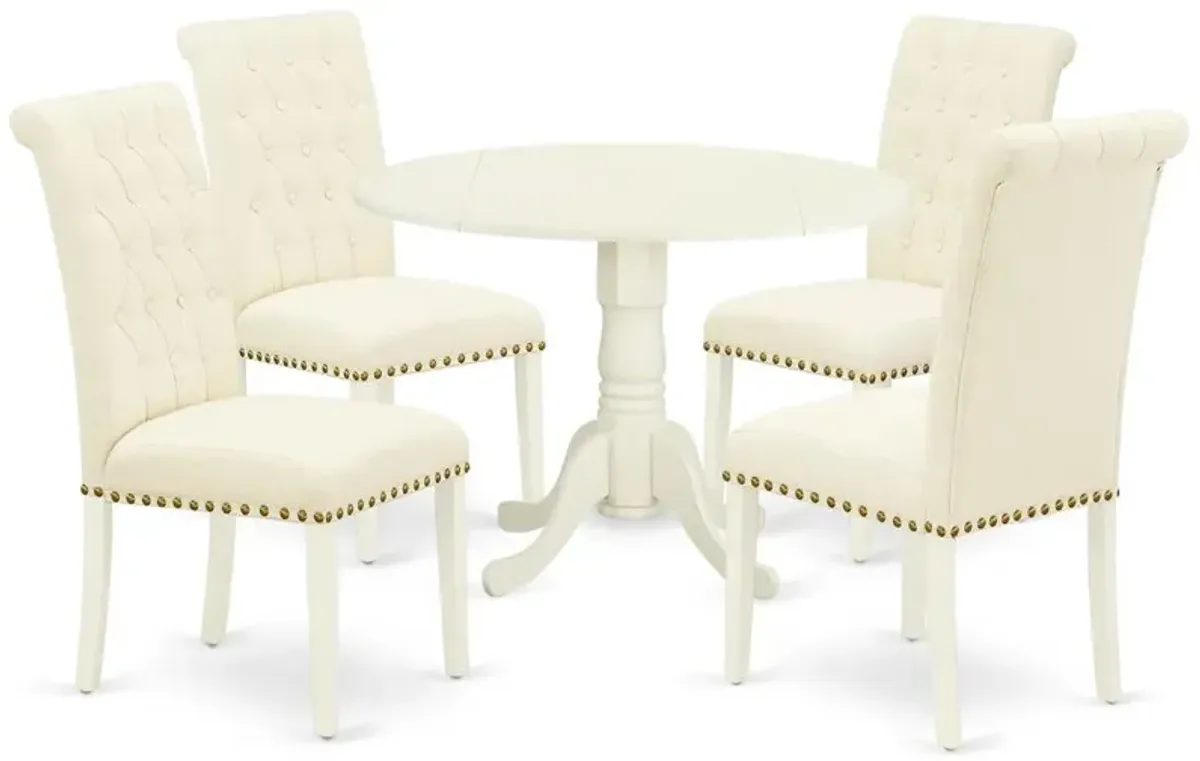 Dining Room Set Linen White, DLBR5-WHI-02