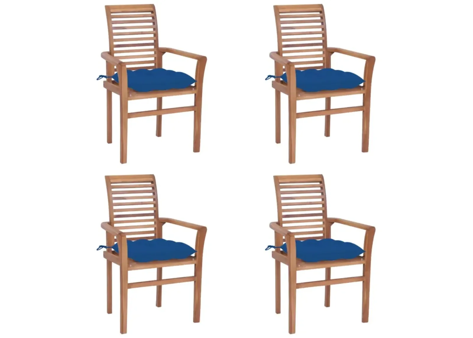 vidaXL Dining Chairs 4 pcs with Blue Cushions Solid Teak Wood