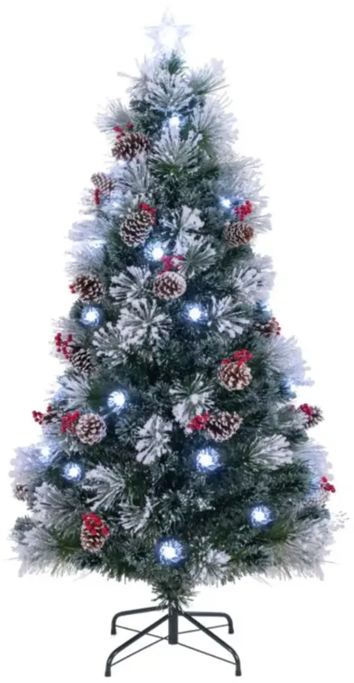 Hivvago Flocked Christmas Tree with 8 Lighting Modes