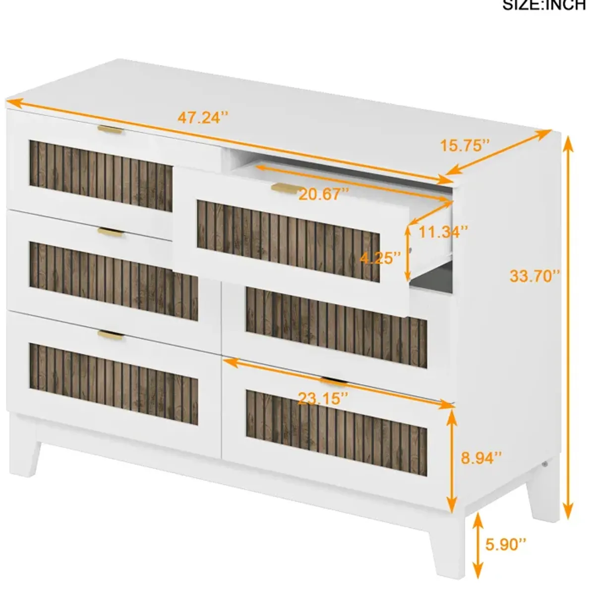 Merax Farmhouse Style Wooden Dresser with 6 Drawers