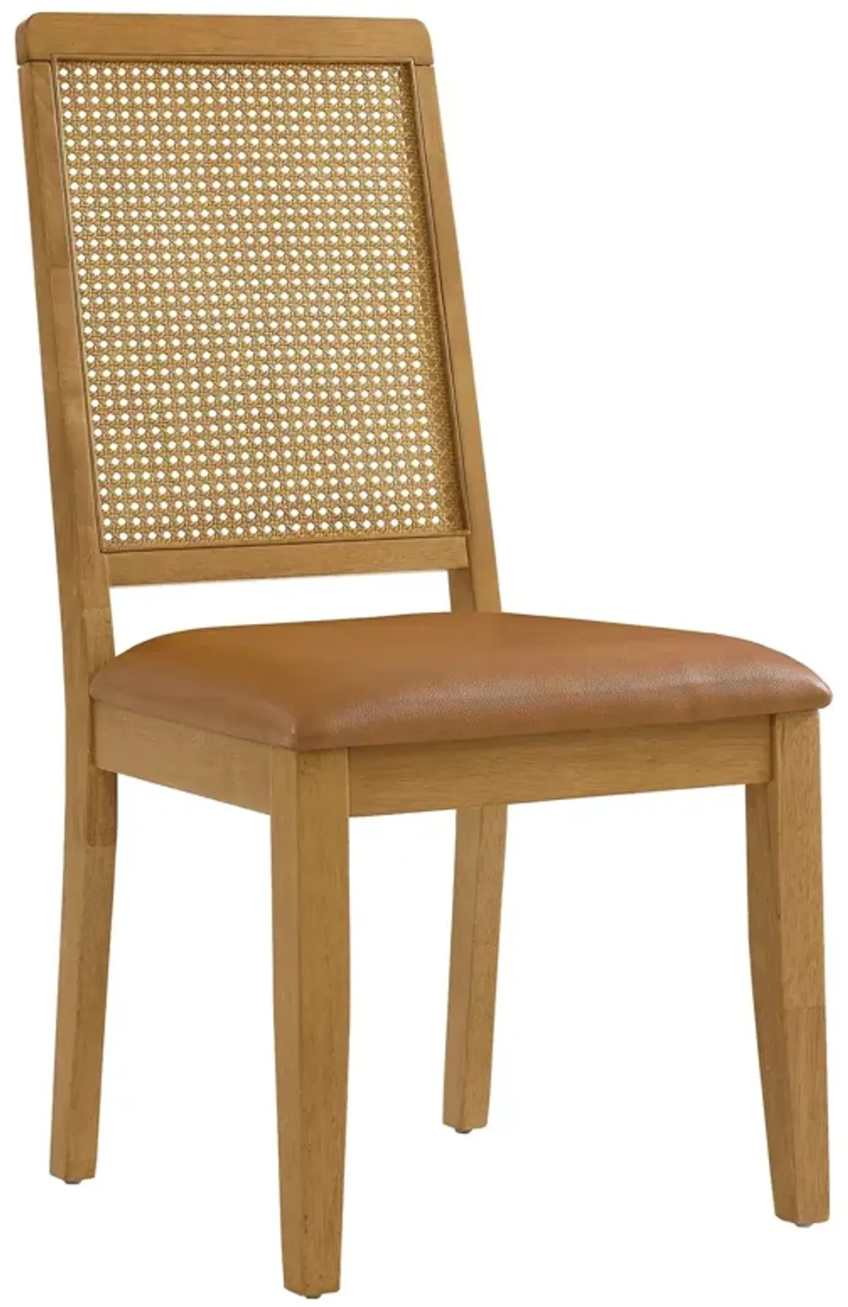 Arlo Vegan Leather Upholstered Faux Rattan and Wood Dining Side Chairs - Set of 2