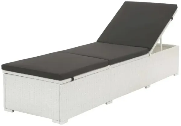 Sunlounger Set White and Black PE rattan