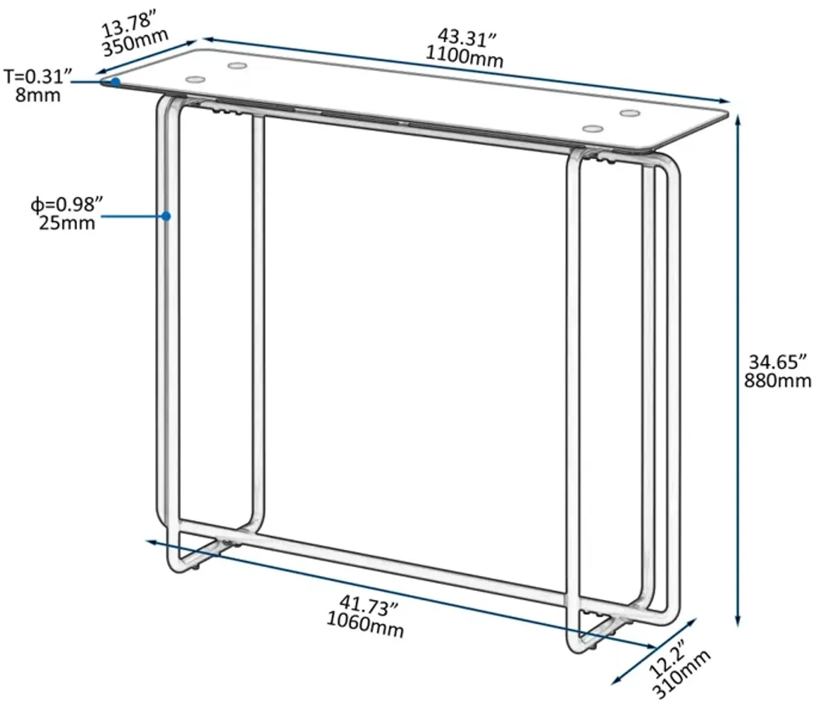 Black Console Table with Double Tempered Glass Top