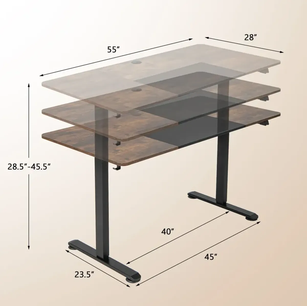 55 Inch Electric Height Adjustable Office Desk with Hook