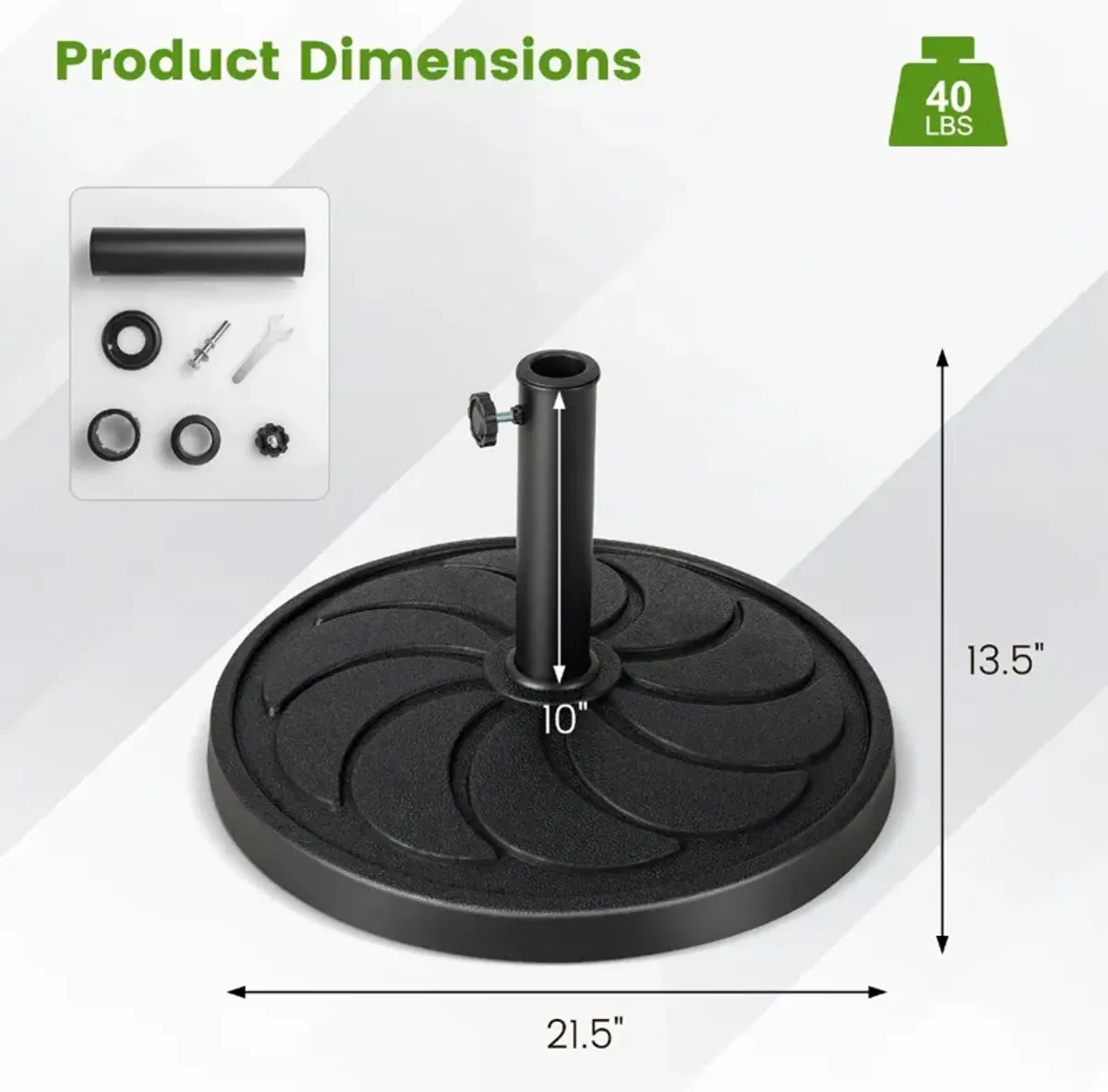 40LBS 21.5Inch Round Outdoor Umbrella Base