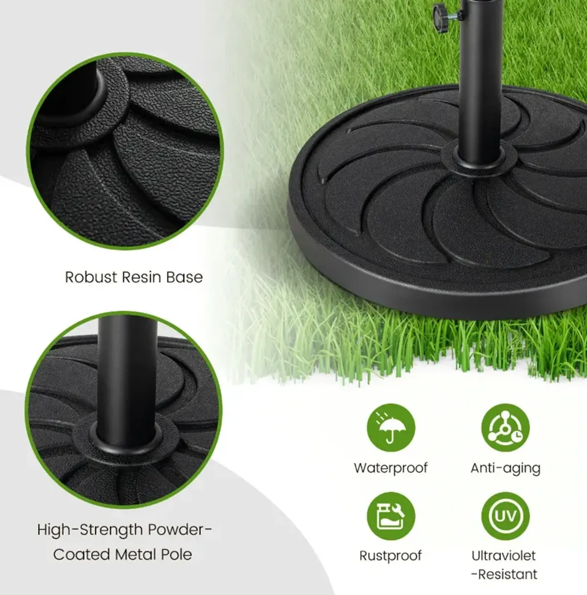 40LBS 21.5Inch Round Outdoor Umbrella Base