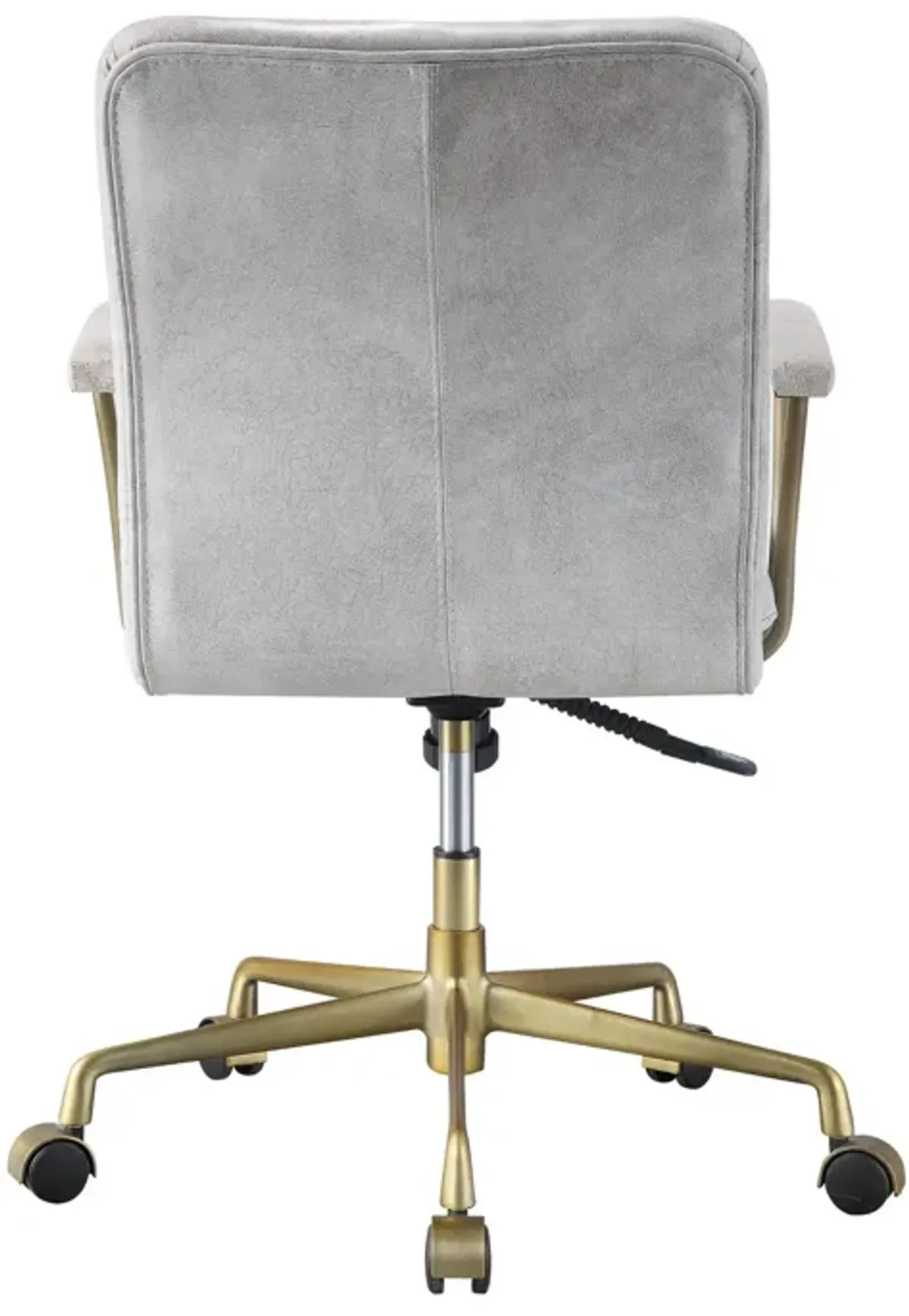 Adjustable Leatherette Swivel Office Chair with 5 Star Base, Gray and Gold-Benzara