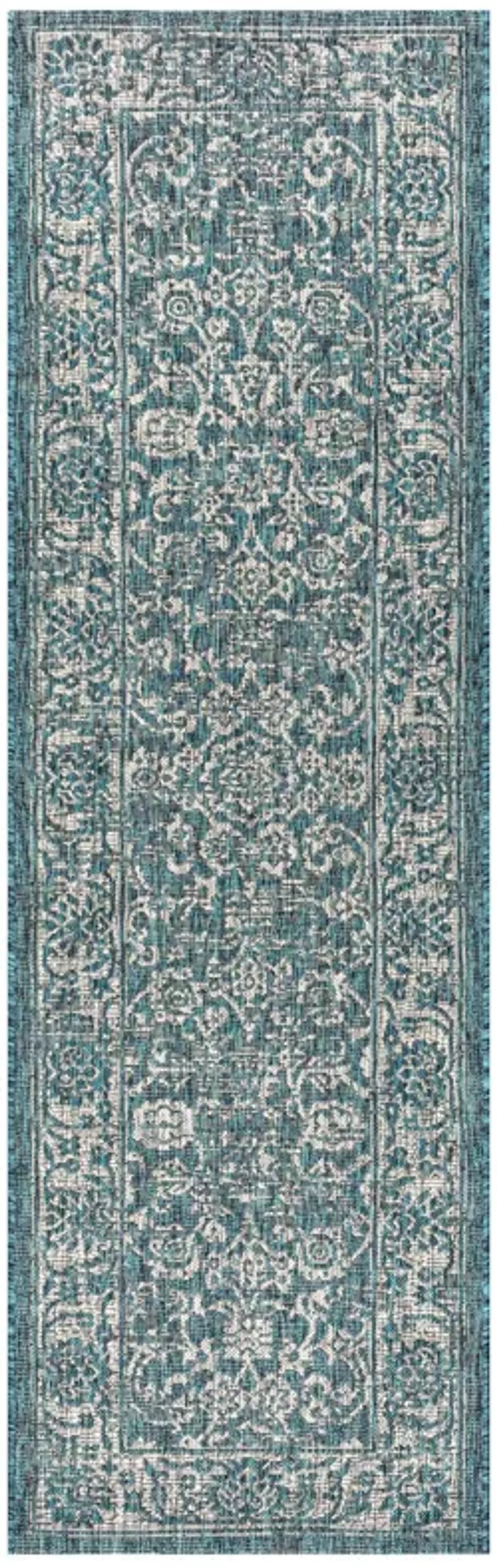 Tela Bohemian Textured Weave Floral Indoor/Outdoor Area Rug