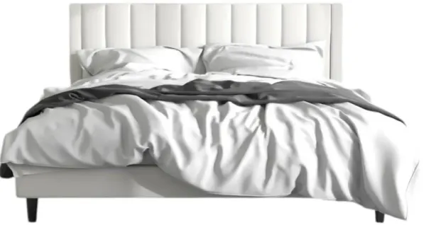 Hivvago Full size White Velvet Upholstered Platform Bed Frame with Headboard