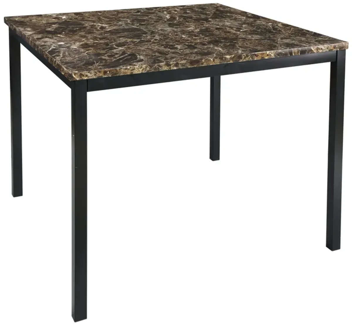 Streamdale Black Metal Dining Set w/ Faux Marble & Counter Height Chairs