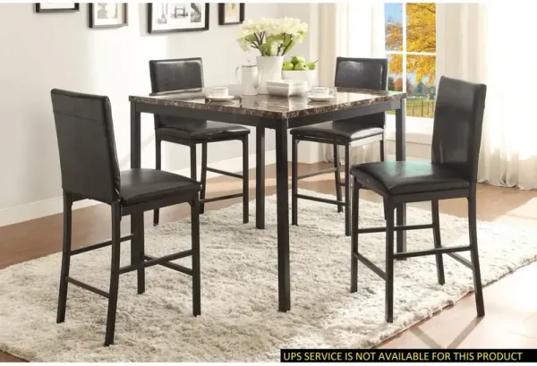 Streamdale Black Metal Dining Set w/ Faux Marble & Counter Height Chairs