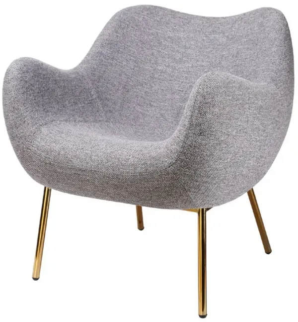 Cid 28 Inch Modern Accent Chair, Rounded Backrest, Fabric, Gray-Benzara
