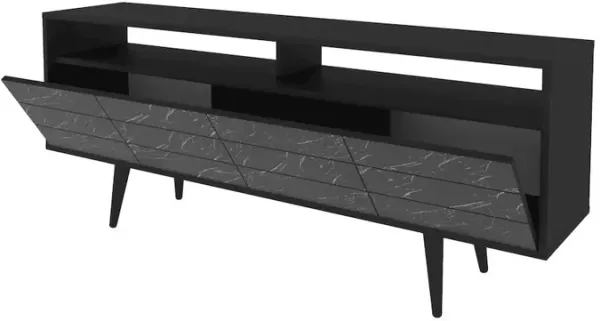 Decorotika Ola Tv Stand - Black & Bendire Marble