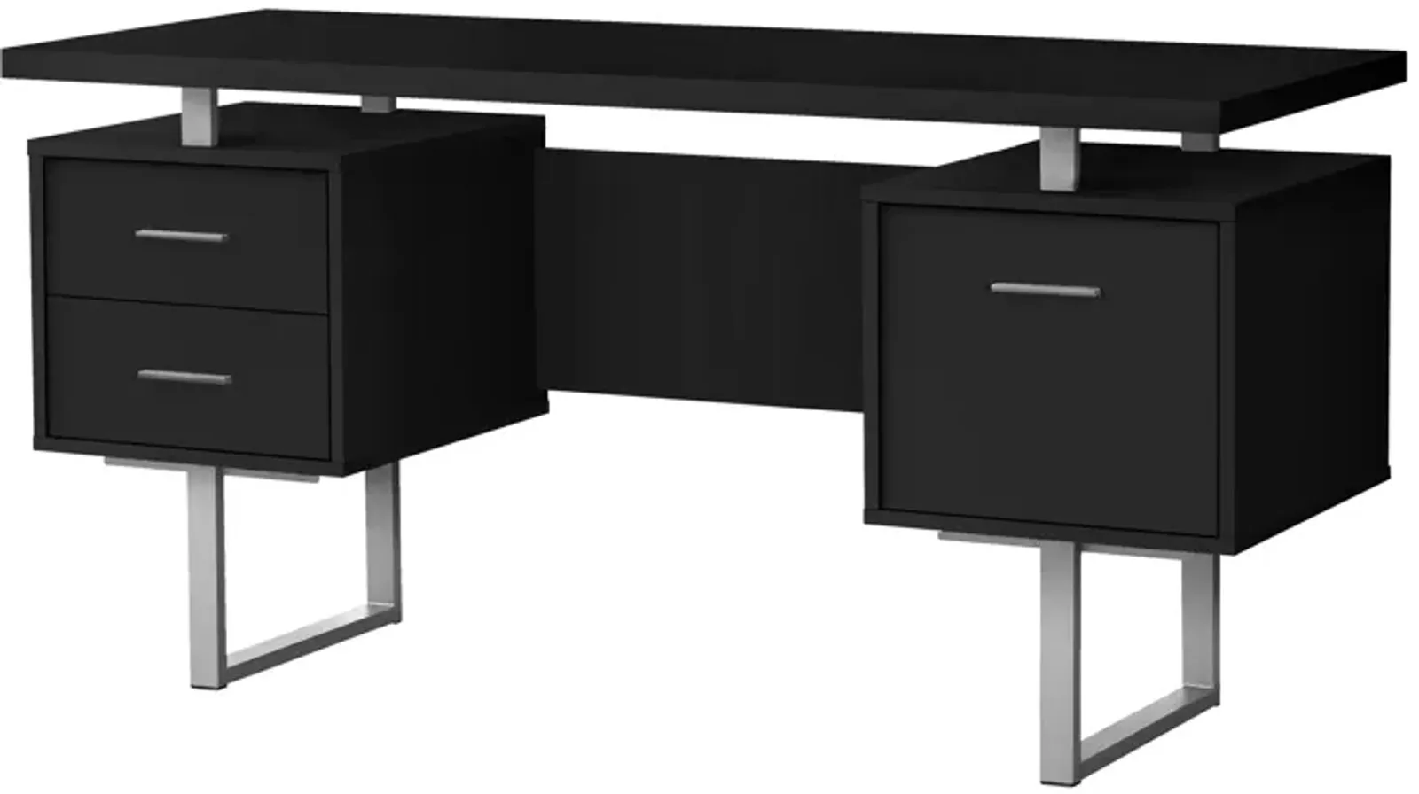 Computer Desk, Home Office, Laptop, Left, Right Set-Up, Storage Drawers, 60"L, Work, Metal, Laminate, Black, Grey, Contemporary, Modern