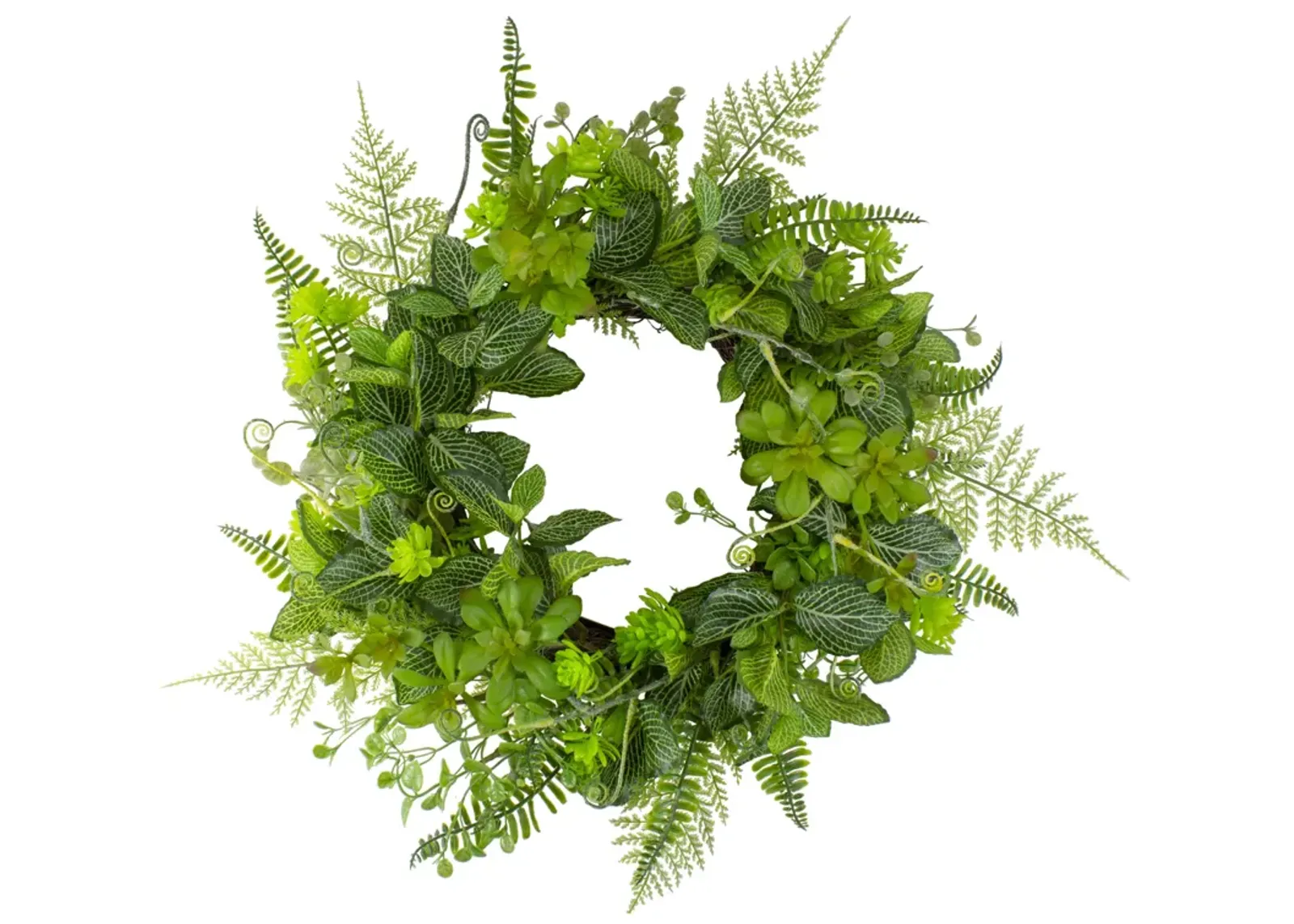 Maidenhair Fern and Assorted Foliage Spring Wreath  24-Inch