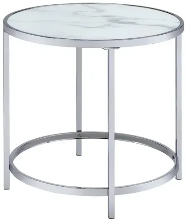 Rayne Faux Marble Top Round End Table